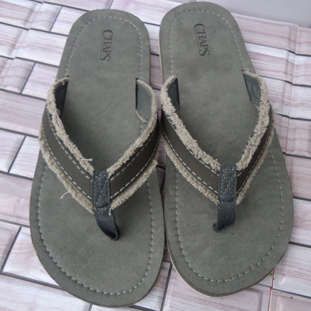 XL(12-13). Chaps Performance Thong Flip-Flop Casual Beach Sandal Canvas Frayed.